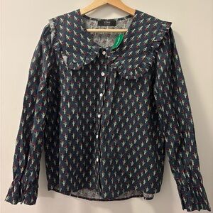 Simons Navy Blouse with floral Pattern